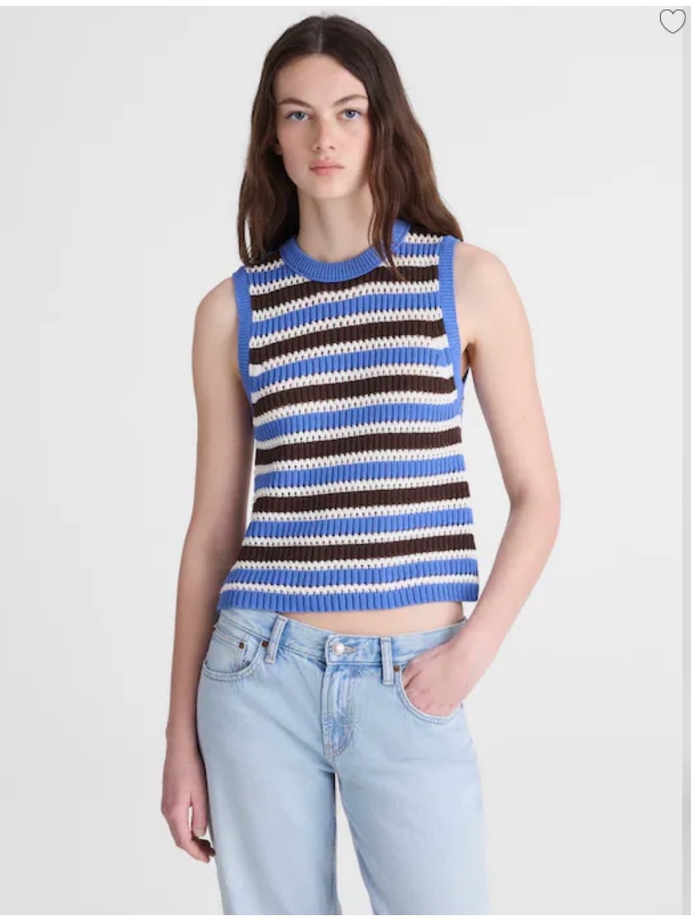 Madewell NWT Blue, White & Brown Striped cropped Sweater Tank XS OA211 $78